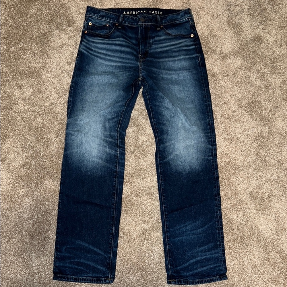American Eagle Outfitters Men's Dark Blue Straight Jeans